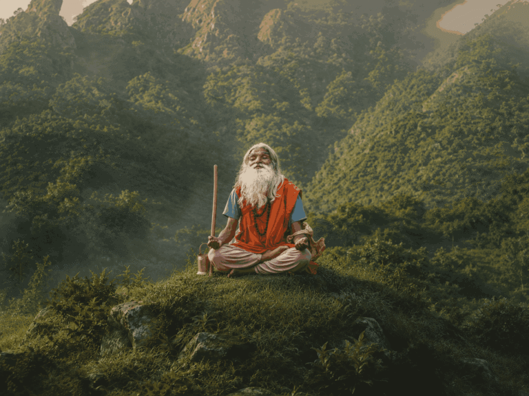 Elderly sage figure representing the Guru Balu Nath legend of Bhangarh