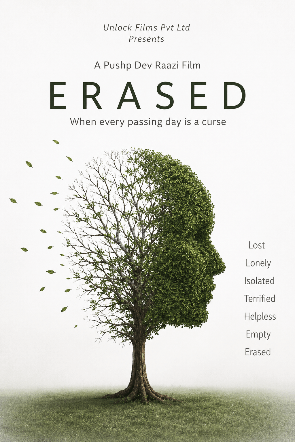 Erased psychological thriller film poster by Unlock Films